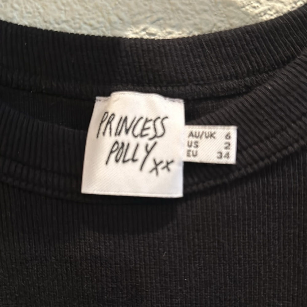 Princess Polly Ribbed Body-con T-shirt Dress in Black Size 2 - Picture 2 of 2